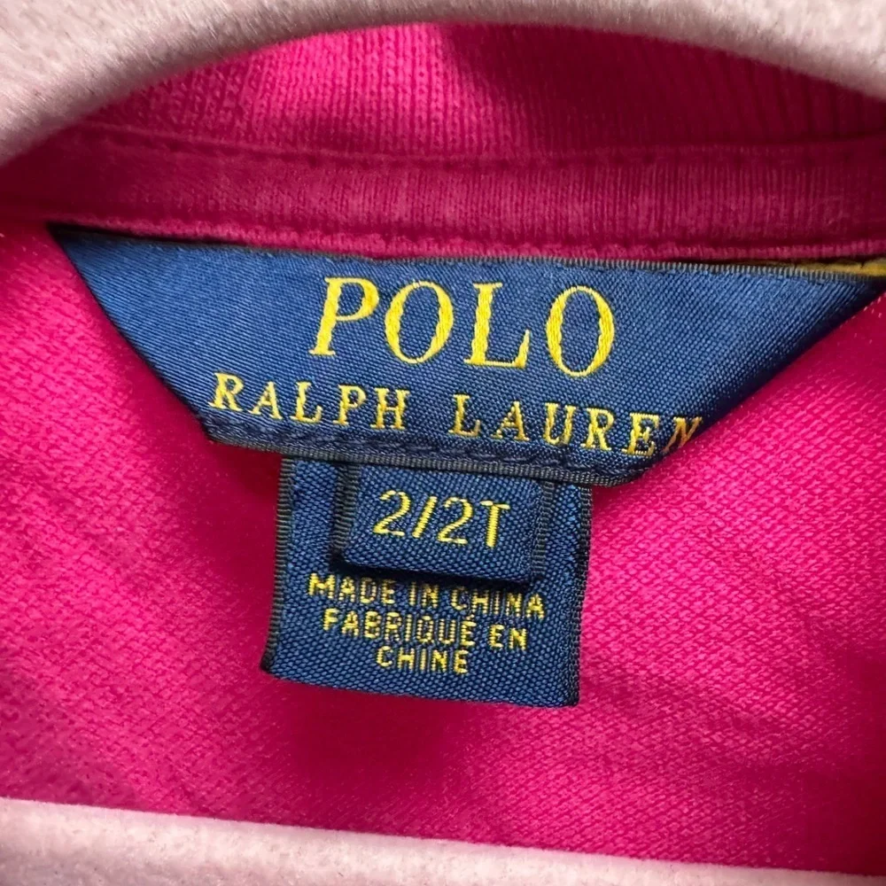Ralph Lauren 2T Girls Pink Polo Classic Short Sleeve Blouse Top Shirt